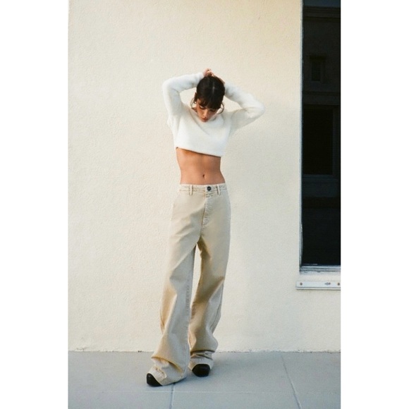 Zara Denim - ZARA WIDE LEG MID RISE LOOSE FIT PANTS